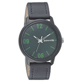 Sonata Men's Watch Analog Grey Dial With Grey Leather Strap, 77085PL04